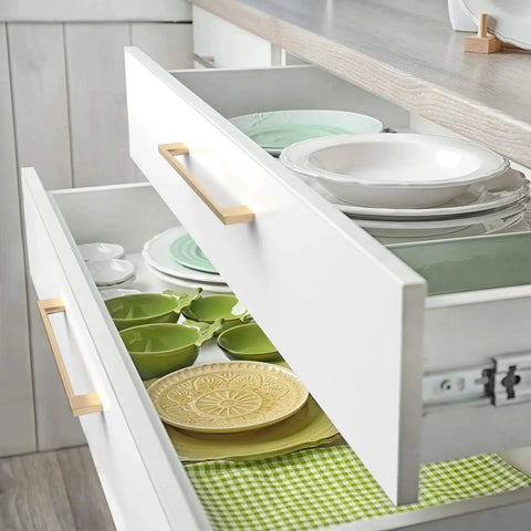Kitchen drawers featuring 10 Pack Brushed Brass Cabinet Pulls With 7 Point Five Inch Hole Centers Zinc Alloy Gold Tone Hardware