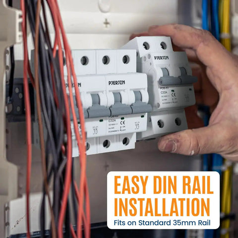Installing DC Miniature Circuit Breaker 32A 1000V 2P Solar DIN Rail Mount for Solar Panels in electrical panel.