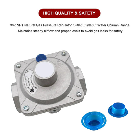 Natural Gas Pressure Regulator For Reliable Gas Delivery One Inch Inlet And Outlet Three Quarter Inch FPT Thread Three To Five Inches