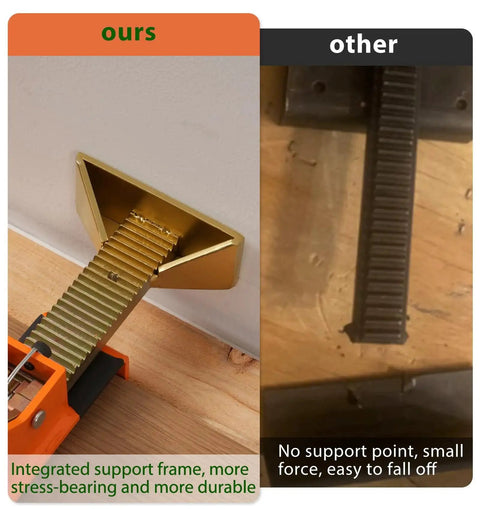 Comparison of Ratcheting Flooring Jack Hardwood Laminate Plank Tongue And Groove Straightener showing different support frames