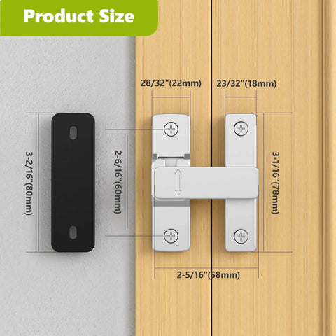 Barn Door Lock 90 And 180 Degree Zinc Alloy Hardware Sliding Lock Heavy Duty Flip Safety Latch for Screens Cabinets