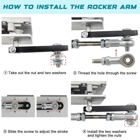 Installation guide for rocker arm on DC 24V Reciprocating Linear Actuator With Adjustable Stroke From 1.18 Inches To 6 Inches