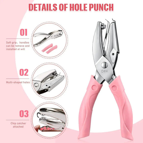 Heart Shaped Handheld Punch Card Kit With 100 Reward Cards featuring single hole paper puncher with soft grip and chip catcher.