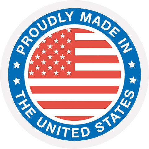 Proudly Made in the United States logo with American flag design