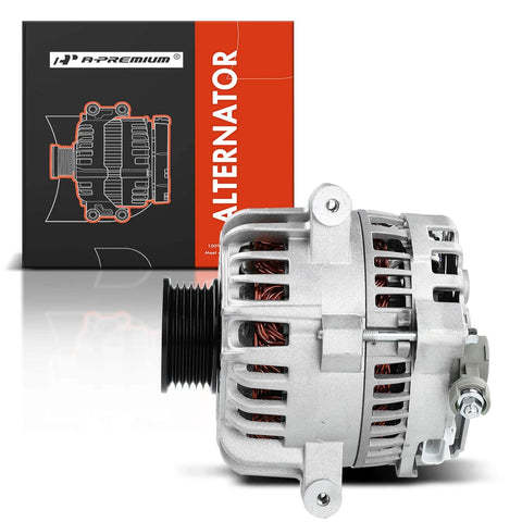 Side view of 110A 12V Clockwise Alternator With 6-Groove Pulley Drop-In Ready For Ford F-150 2004-2008 Expedition 2005-2006