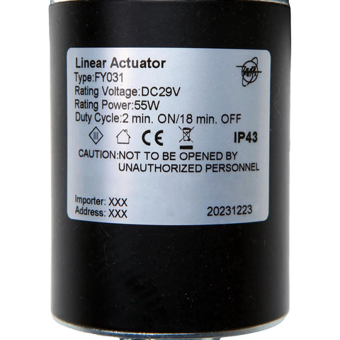 FY031 Linear Actuator For Power Recliner Lift Chairs Replacement Motor JDR OEM label with specifications.