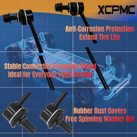 2-pack front suspension sway bar end links, black metal with rubber dust covers (XCPMC)
