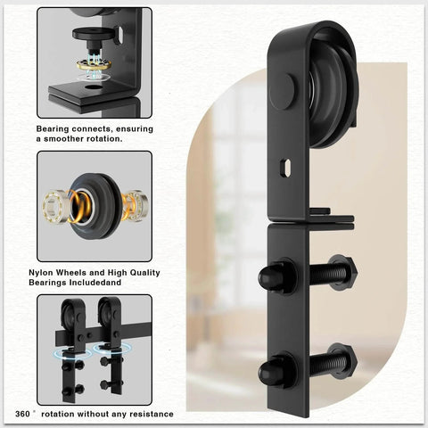 Bi Fold Barn Door Hardware Kit For Two Doors With Low Ceiling Roller System Lite Version Fits 24 Inch Bifold Doors No Door Included