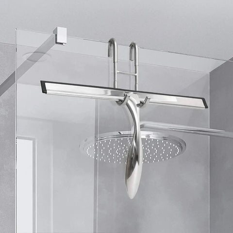 Frameless Shower Door Hooks Two Pack for Glass Doors No Drilling Installation Easy Clip On Anti Scratch Stainless Steel Hanger in use