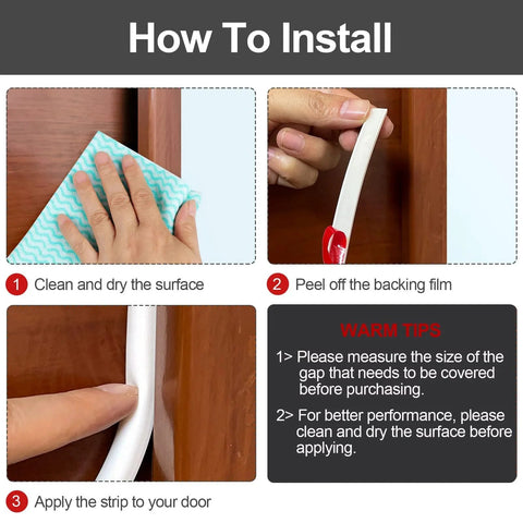 How to install New Upgrade 19.7 Ft Silicone Door Weather Stripping Seal For Doors And Windows With Self Adhesive Multilayer Soundproof Chamber Design That Seals Large Gaps Cuts To Fit Easy To Install Durable Silicone Door Seal Strip