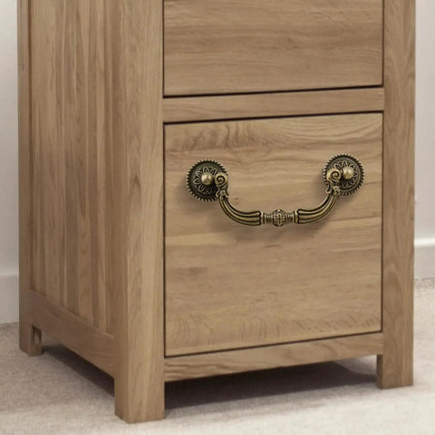 Wooden cabinet with 4 Pack Antique Bail Pull Handles With 3.5 Inch Hole Center For Cabinets And Dressers in antique bronze finish