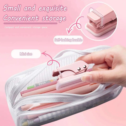 2 Pack Mini Hole Punch 6mm Circle Holes Ultra Compact 10 Sheet Capacity Pocket Sized Puncher in pencil case