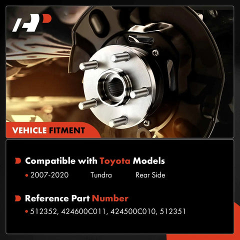 Rear Wheel Bearing Set For Toyota Tundra 2007 2020 Non ABS High Load Capacity Dual Ball Bearings displayed installed on vehicle