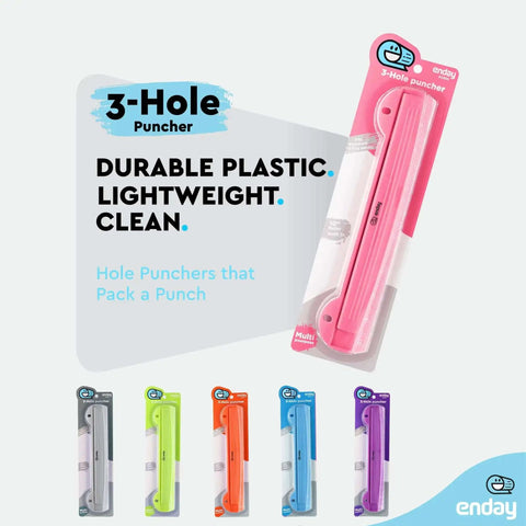 3 Hole Punch For Papers And Binders, Portable 3 Ring Hole Punch With Built In 10 Inch Ruler, Removable Chip Tray in six colors