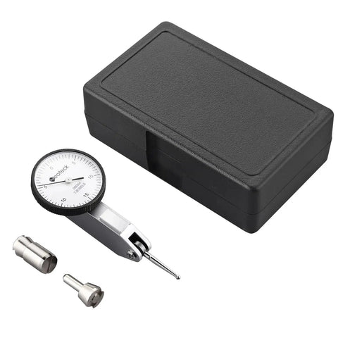 Dial Test Indicator Kit Pro Grade For Precision Machine Setup In Tight Spaces With 0 To 0.03 Inch Travel And 0.0005 Inch Accuracy Includes Storage Case And Two Steel Dovetail Clamps Three Eighths Inch And Five Thirty Twos Inch Neoteck.