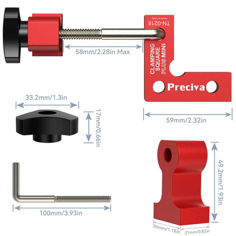 90 Degree Mini Positioning Squares Set of 2 in Red Aluminum Alloy Right Angle Clamps for Picture Frames Cabinets Drawers