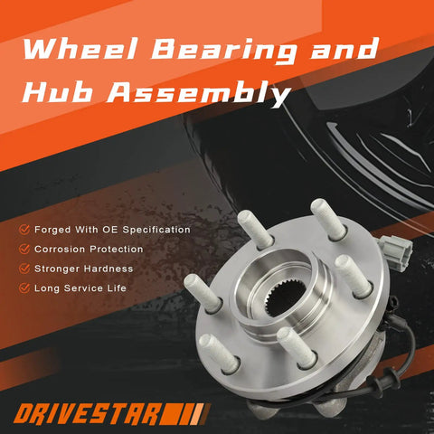 Front Wheel Hub And Bearing Assembly 6 Lug With Abs For Nissan Frontier Pathfinder Xterra Equator 4WD 4X4 shown