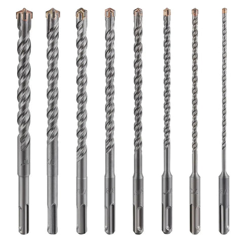 Five Piece Wensilon Concrete Drill Bit Set For Masonry Pros Three Eighths Inch To Four Inch Cross Type Double Thread Carbide Bits