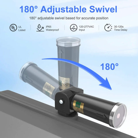 180-degree adjustable swivel of 120-277VAC Photocell Sensor System For Dusk To Dawn No Fuss Auto Light Switch Hard Wired Post Light Control