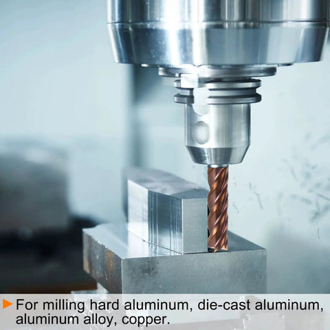 Five Piece Pro Grade Carbide Square End Mills Set For 6mm Diameter With 50mm Length Shank TiSiN Coated Micro Grain Tungsten Carbide Four Flutes HRC55 Right Hand Cut Milling Bit Cutter Harfington in use milling aluminum block