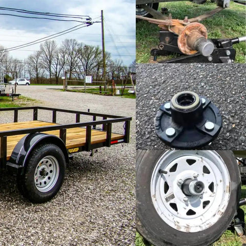 Trailer Bearing Kit 30205 With Seal 30x52x10mm Fits 25mm Trailer Axles For Light Duty Trailers Easy Install visible on trailer and components