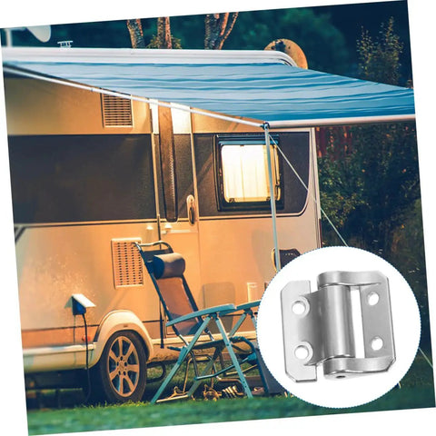 Heavy Duty Self Closing Cabinet Door Hinge for Thick Cabinets and Heavy Doors with High Load Capacity next to a camper