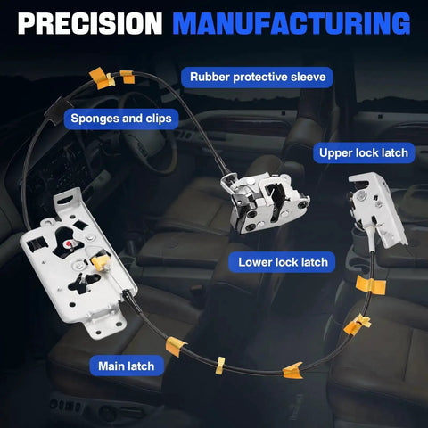 Rear Door Lock Latch Cable Assembly For Ford F150 Super Crew Cab 2004 2005 2006 2007 2008 with labeled components