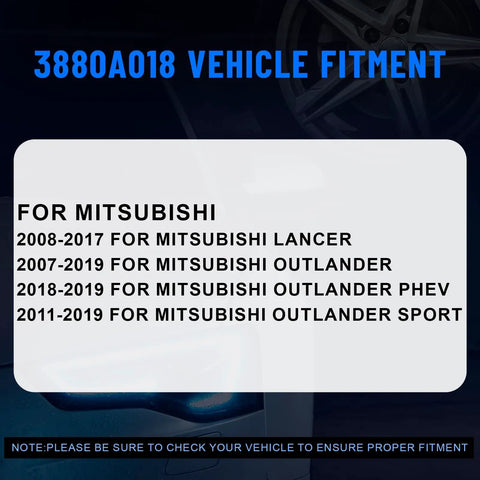 Fitment guide for Front Left And Right Wheel Hub Assembly For Mitsubishi Lancer 2008 To 2017 And Outlander 2007 To 2019