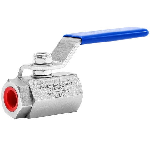 Three Eighths Inch Quick Connect Ball Valve Kit For High Pressure Washers, Stainless Steel Valve, 5000 PSI Capacity, front view