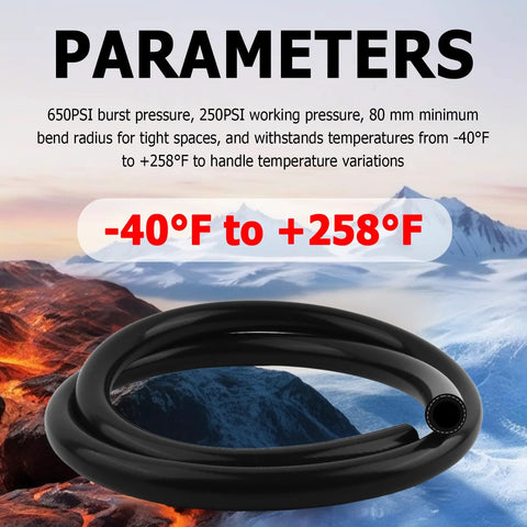 5 ft silicone heater hose, 5/8 in ID (16mm), black coolant hose with 10 clamps for water/air/coolant transfer