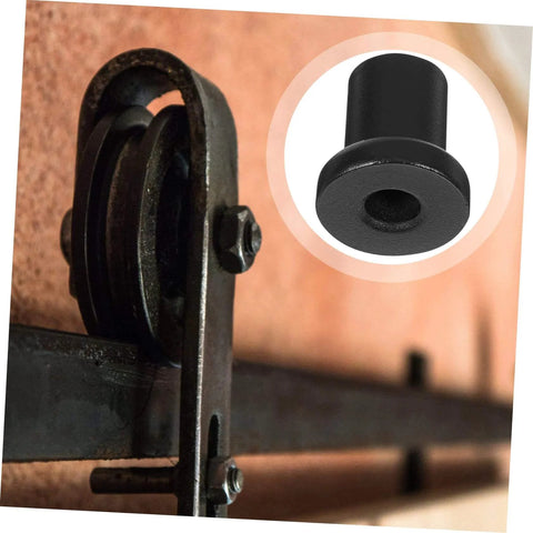 Close-up of Four Pack Replacement Carbon Steel Track Spacers Set for Barn Doors and Sliding Door Hardware in use on track