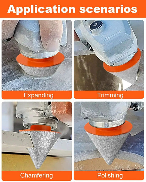 Pro Grade 3 Piece Diamond Beveling Chamfer Bit Set With 5 8 11 Thread Adapter for grinding and trimming applications