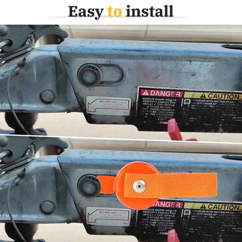 UASAM surge brake lockout key with magnetic head and orange release strap, installed on UFP boat trailer brakes (2 pcs)