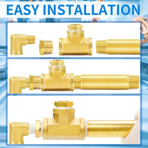 Brass pipe fitting long nipple half inch NPT male to half inch NPT male two inch length 50mm two pack plumbing connector
