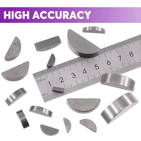 150Pcs Woodruff Keys Set In 15 Sizes 3mm 4mm 5mm 6mm 8mm 10mm Half Moon Semicircle Bond Keys with ruler