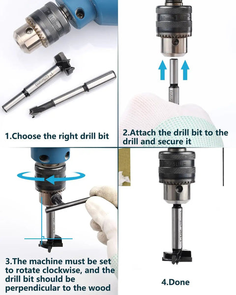 Step-by-step guide using Beast Mode 10 Piece Forstner Bit Set For Woodworking With Triple Flute Carbide Tipped Bits And Round Shank
