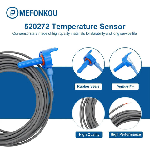 Temp Sensor With 20 Ft Cable For Pentair Pool And Spa Automation Systems And Air Water Solar Compatible With IntelliTouch EasyTouch SunTouch And Minimax Plus Heater 520272 2 Pack Replaces TS5T STS5T with rubber seals and high performance features, displayed with coiled cable and sensor close-ups.