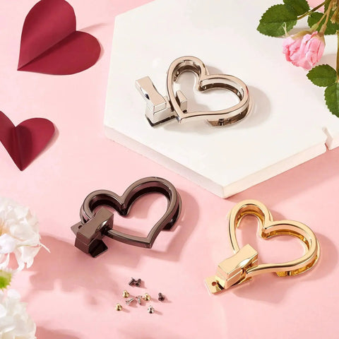 Dope Heart Purse Twist Lock Closures Set For Bags 3 Pack In Black Light Gold And Platinum Metal Turn Lock Fasteners For Handbags
