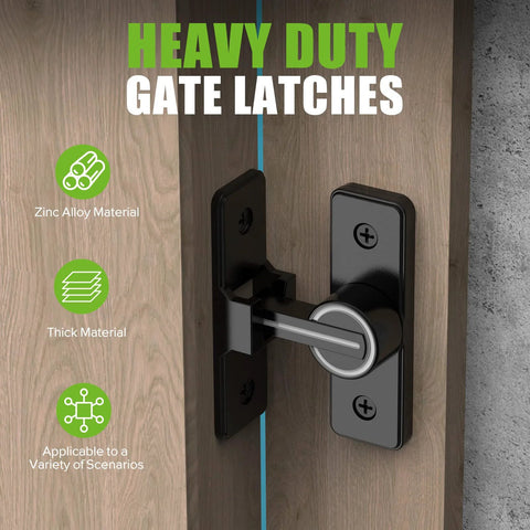 Heavy Duty 90 Degree Gate Latch For Barn Doors And Sliding Doors, Flip Latch Bolt Lock In Zinc Alloy With Matte Black Finish