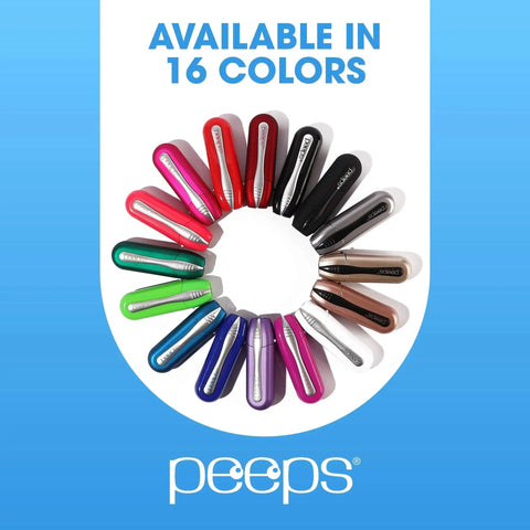 Peeps Eyeglass Lens Cleaner Carbon Microfiber NASA Safe Dry Clean in 16 color options, arranged in a circular display.