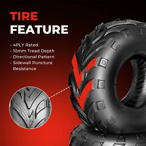 All Terrain Mud ATV UTV Tires 16x8-7 Set Of 2 Tubeless 4 Ply With Directional Tread Grippy On Rough Trails For Go Karts And Outdoor Off Road Fun Fits 7 Inch Rims