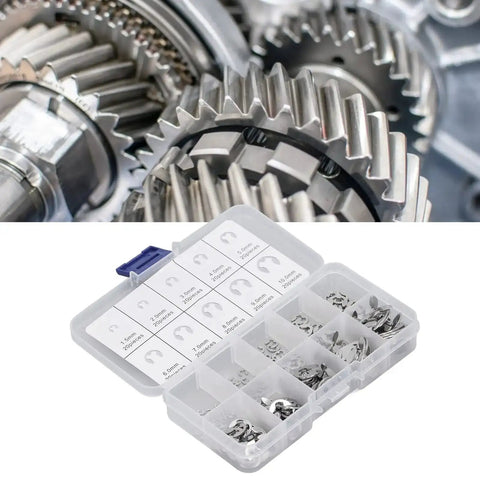 All In One E Clip Assortment Kit With Nine Metric Sizes Stainless Steel External Circlips For Bearings Gears Pulleys And Axles Heavy Duty Retaining Rings Set For Secure Snap Fit