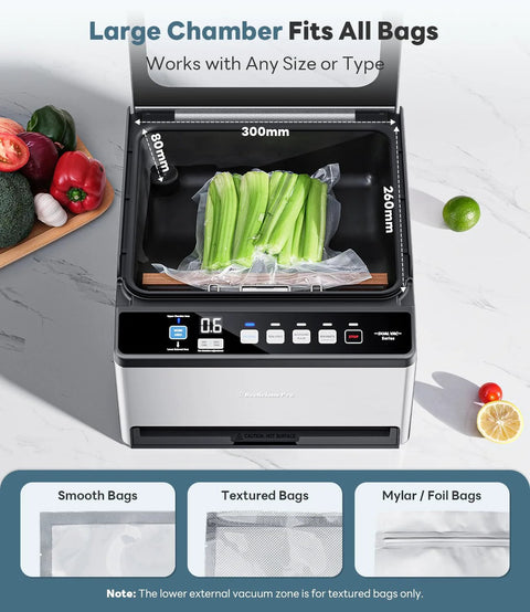 Amazon DualCore CVS101 chamber vacuum sealer with 6L dual zones and wide clamp for liquids and sous vide