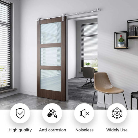 Heavy Duty 6 Ft Stainless Steel Sliding Barn Door Hardware Track Kit For 30 To 36 Inch Single Door Anti Rust Anti Corrosion
