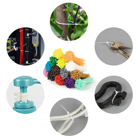 Image of Colorful Zip Ties 1400 Pack 4 Inch Multicolor Plastic Wire Ties Assortment used for cables, gardening, and organizing.