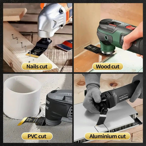 Six Piece Titanium Oscillating Tool Blades Kit for Metal Wood Plastics cutting nails, wood, PVC, and aluminum on multitools
