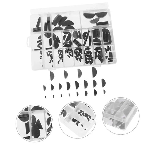 Crescent Woodruff Key Assortment Kit In Carbon Steel For Metric Keyways Semicircle Key Set Pro Grade Heavy Duty Mechanical Repair Tools Box With Wide Size Variety For Industrial Machinery And Do It Yourself Projects displayed open with contents visible.