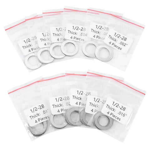 Barrel Shim Kit 1/2x28 For Muzzle Brake Alignment 5.56mm.223 with 44 stainless shims in various thicknesses