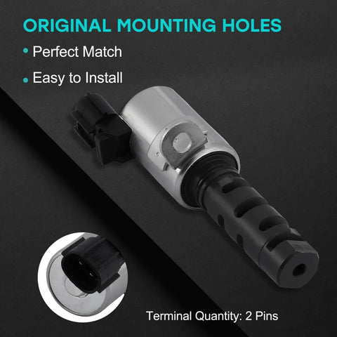 Oil Control Valve OCV VVT Solenoid for 1.8L L4 engines with OEM-style design, showing original mounting holes, silver and black color