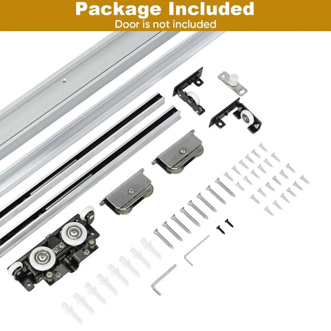 Hidden Barn Door Hardware Kit With 48 Inch Track System Heavy Duty Quiet Roll Interior Door Track Kit components displayed